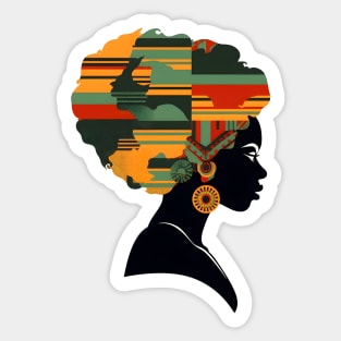 Afro Woman Silhouette, African Pattern Sticker